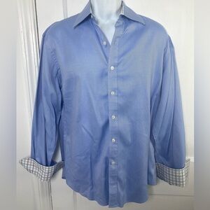 BMG Men's Light Blue Dress Button Down Collard Long Sleeve Shirt w Flip Cuff